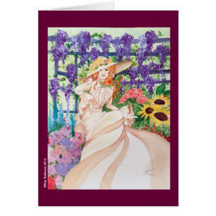 Belle dame de victorian dans son jardin