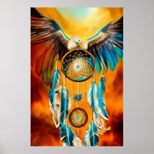 Belle Dream Catcher Plumes d'aigle Poster