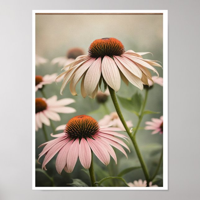 Belle Echinacea Fleur Poster Mur Art (Devant)