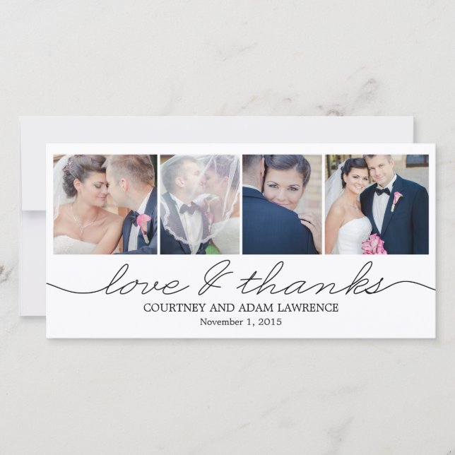 Belle écriture Mariage Merci Cartes - Blanc (Devant)