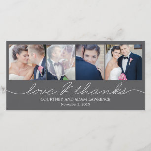 Belle écriture Mariage Merci Cartes - Gris