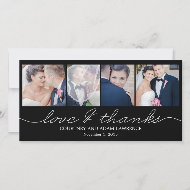 Belle écriture Mariage Merci Cartes - Noir (Devant)