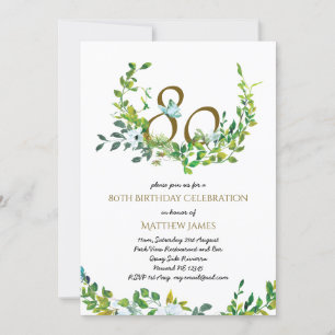 Belle Elégante 80e anniversaire Invitations Mère
