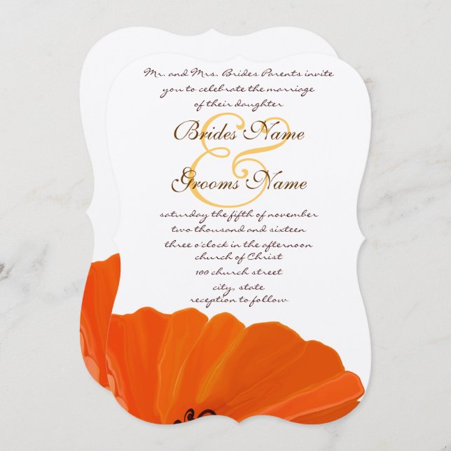 Belle Elégante Faire-part de mariage Poppy (Devant / Derrière)