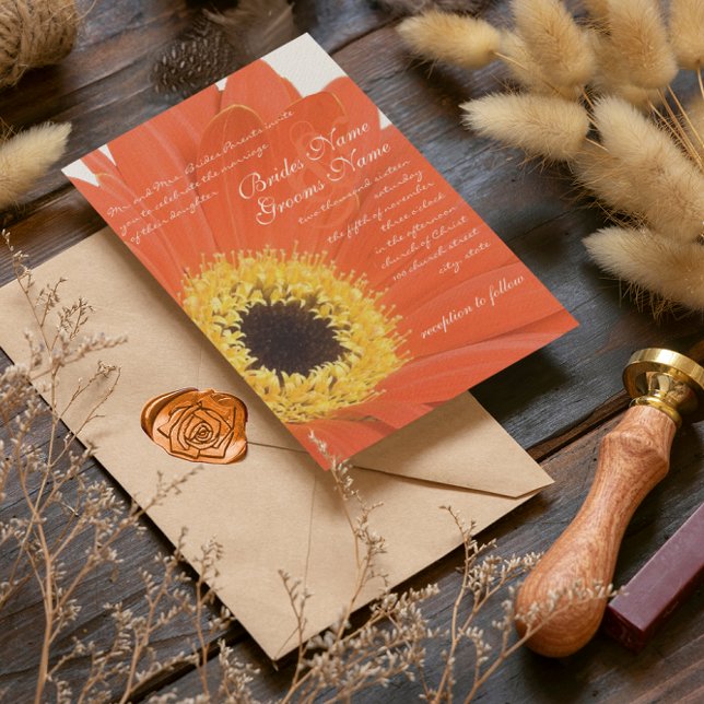 Belle élégante Gerber Daisy Faire-part de mariage (Créateur téléchargé)