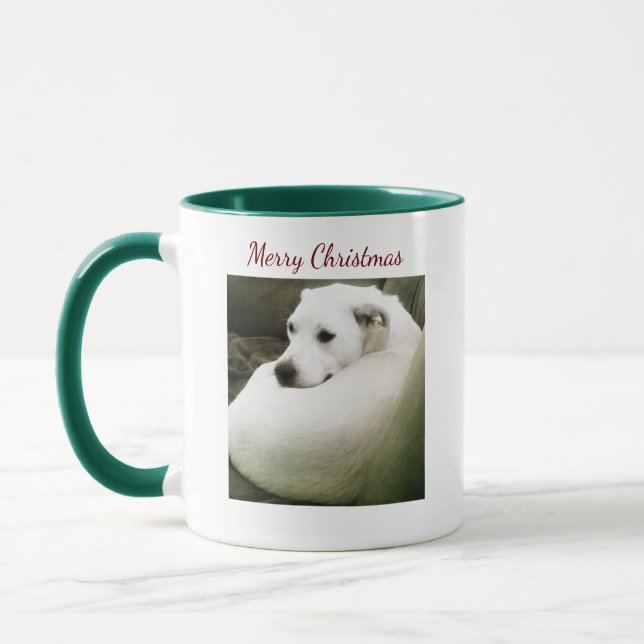 Belle Élégante Mug de Noël de chien blanc du Labra (Gauche)