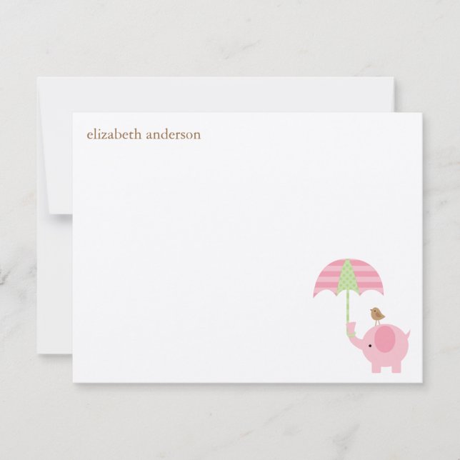 Belle Eléphant Baby shower Plat Merci Cartes (Devant)