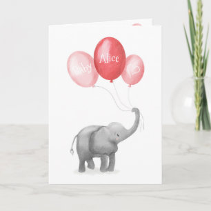 Belle éléphant nouvelle carte personnalisée bébé (