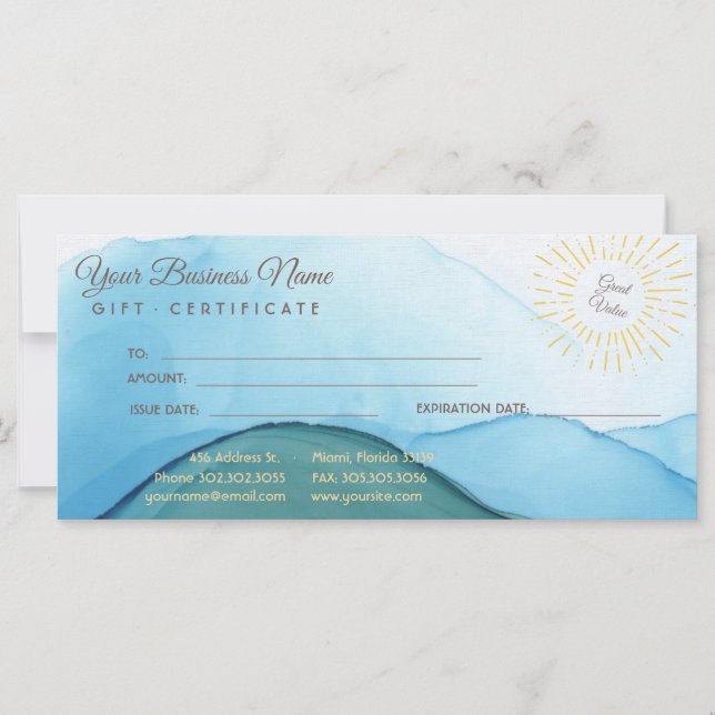 Belle encre aquarelle bleue abstraite (Devant)