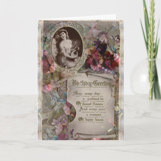 Belle Epoque style Floral Carte Anniversaire (Devant)