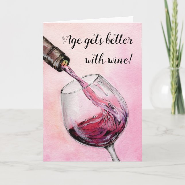 Belle et amusante peinture aquarelle carte d'anniv (Devant)