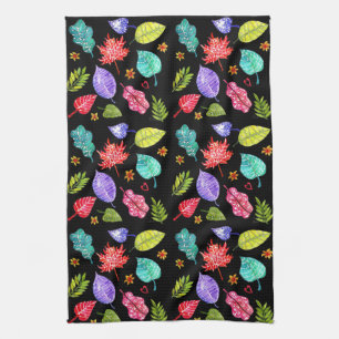 Belle et colorée serviette de cuisine de feuille