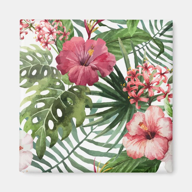 Belle et élégant Tropical Floral | Magnet (Devant)