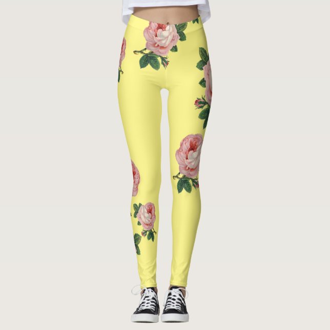 Belle et rose rose vintage Leggings (Devant)