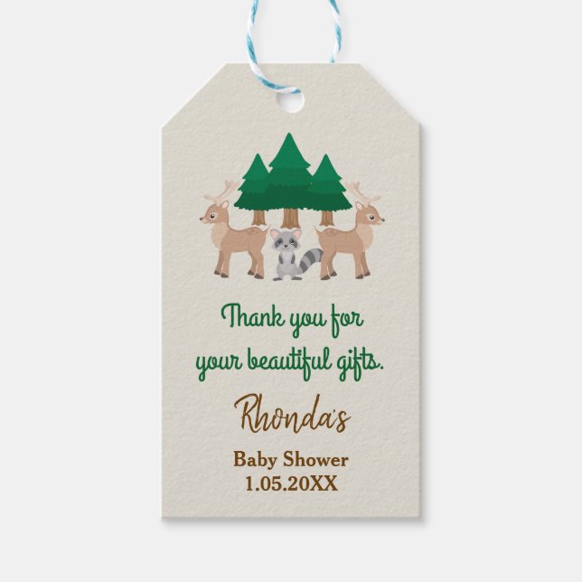 Belle étiquette cadeau d'animaux de bois (Devant)