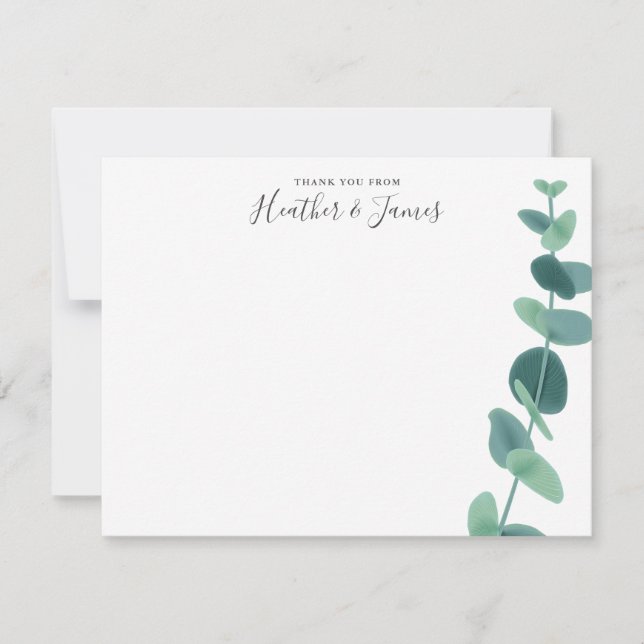 Belle Eucalyptus Mariage Merci Cartes (Devant)