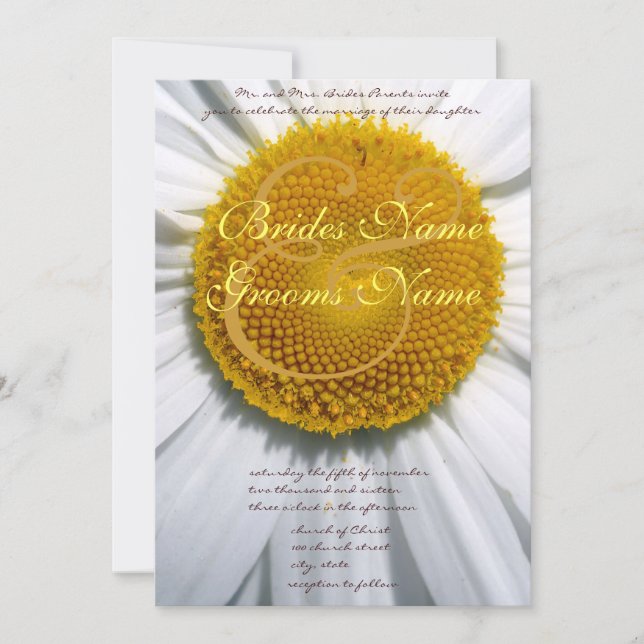 Belle Faire-part de mariage Elegant Daisy (Devant)
