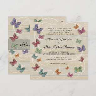 Belle Faire-part de mariage papillon rustique