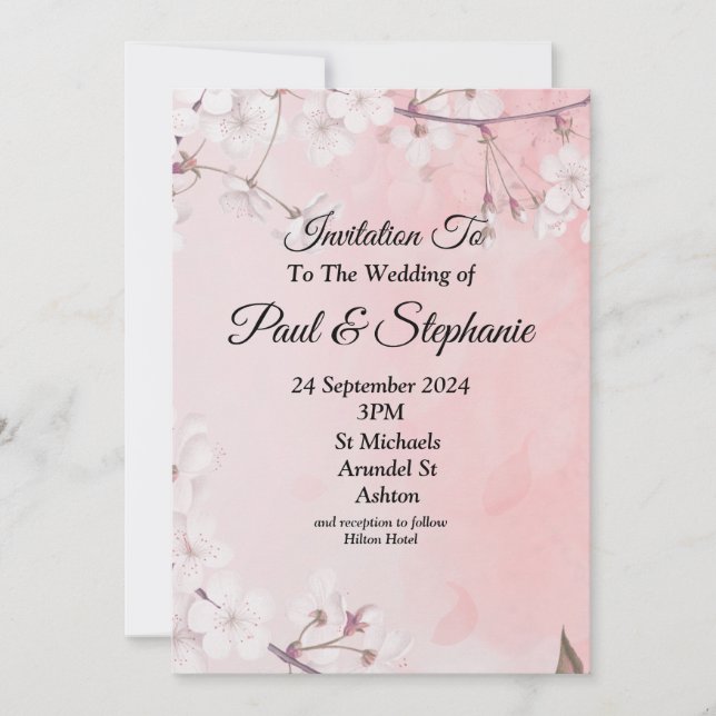 Belle Faire-part de mariage, rose et blanc (Devant)