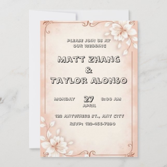 Belle faire-part de mariage sur un arrière - plan  (Devant)