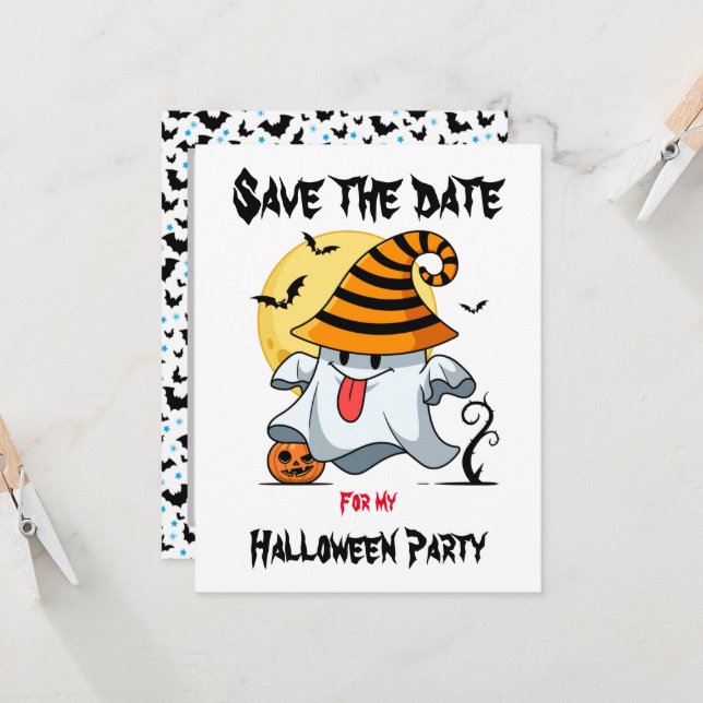 Belle fantôme Invitations design Halloween (Devant/Arrière en situation)