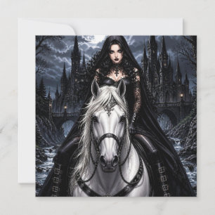 Belle femme gothique sur un cheval blanc