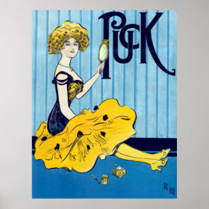 Belle femme Poster vintage de canettes