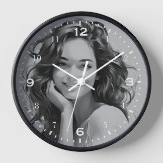 Belle femme Sketch crayon horloge murale
