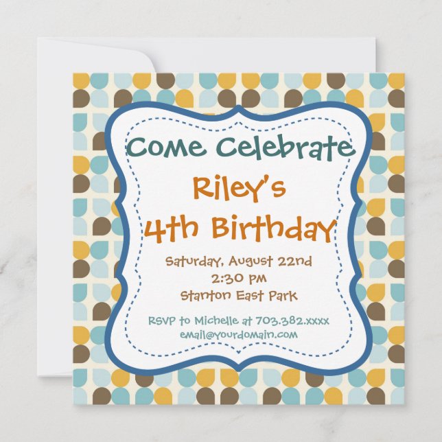 Belle fête d'anniversaire Invitations Modèles garç (Devant)