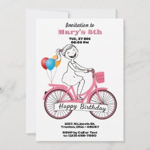 Belle fille à vélo Bonne carte d'anniversaire