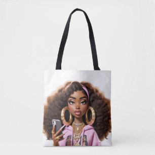 Belle fille afro-américaine Baddie, Sac fourre-tou