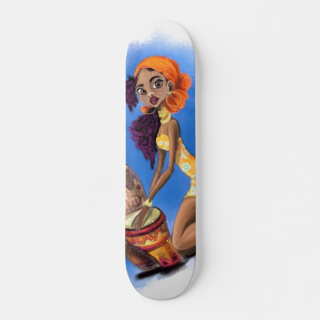 Belle Fille de tambour Africaine Skateboard (Devant)