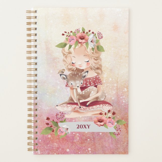 Belle fille et cerf Belle illustration (Devant)