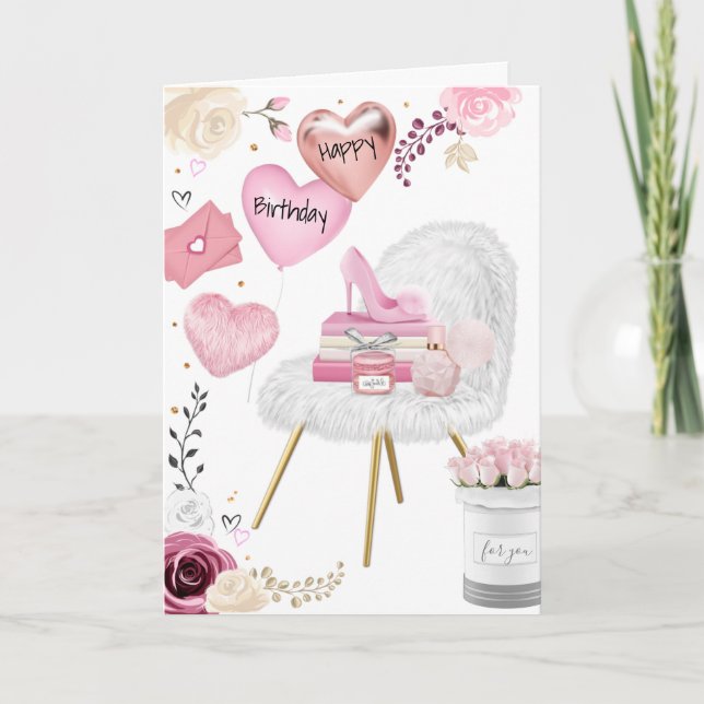 Belle Fille Joyeuse Carte de vacances d'anniversai (Devant)