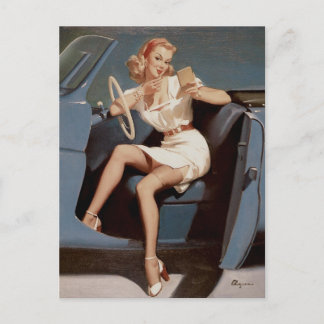 Belle fille Pin up ☆ art Vintage Carte postale