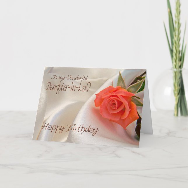 Belle-fille, une carte d'anniversaire avec une ros (Devant)