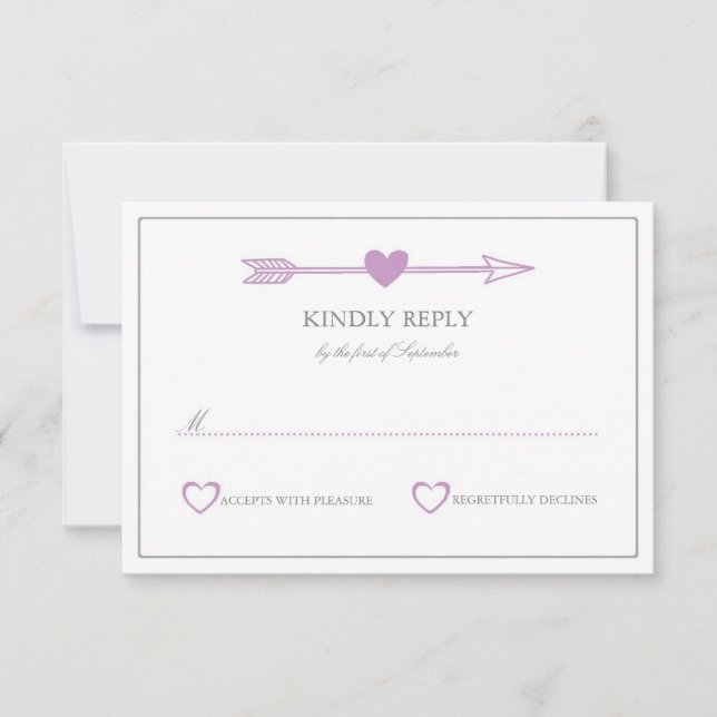 Belle Flèches Mariage Carte RSVP / Lilac et Grey (Devant)