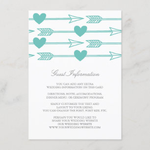 Belle Flèches Mariage Insertion Carte / Turquoise