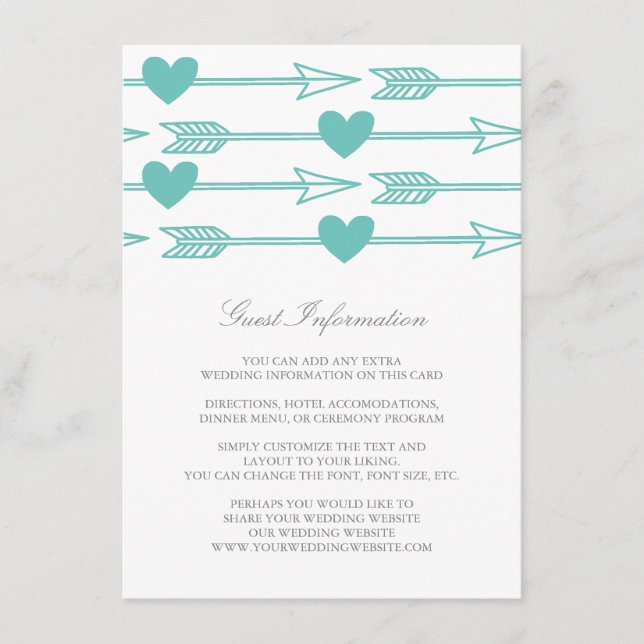 Belle Flèches Mariage Insertion Carte / Turquoise  (Devant)