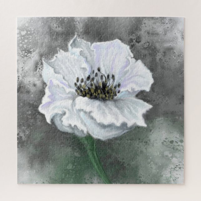 Belle Fleur Blanche Puzzle - Peinture (Vertical)