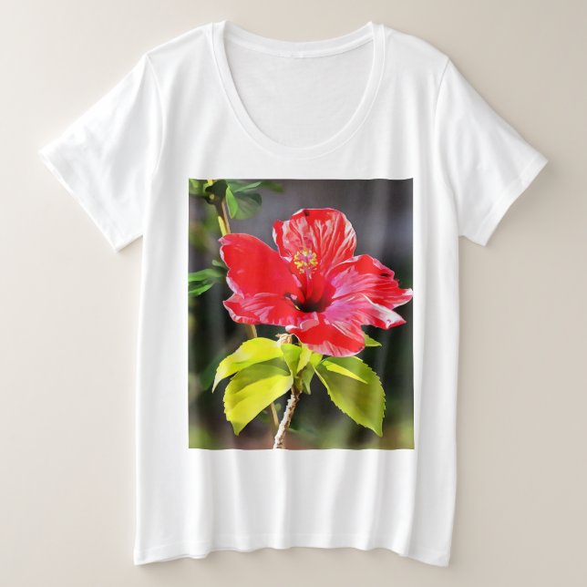 Belle Fleur d'Hibiscus Tropical Rouge Artistique (Design devant)