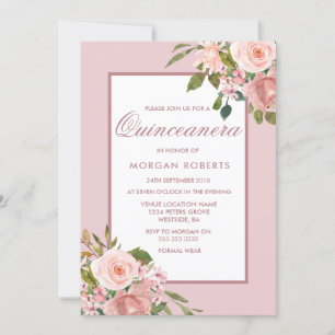 Belle Fleurs de Blush Quinceanera Invitation de la