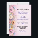 Belle Fleurs Pastel Invitation de fête d'anniversa<br><div class="desc">Jolies fleurs pastel,  toute invitation d'anniversaire d'âge,  changer le texte vous-même lorsque vous commandez</div>