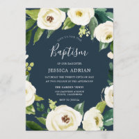 Belle Fleurs Turquoise Invitation Baptême