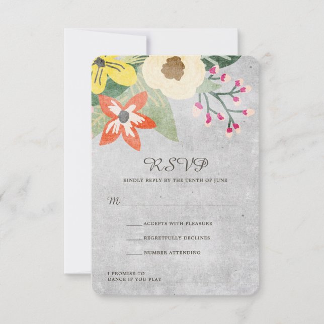 Belle floraison Mariage carte RSVP | Gray | PERSON (Devant)
