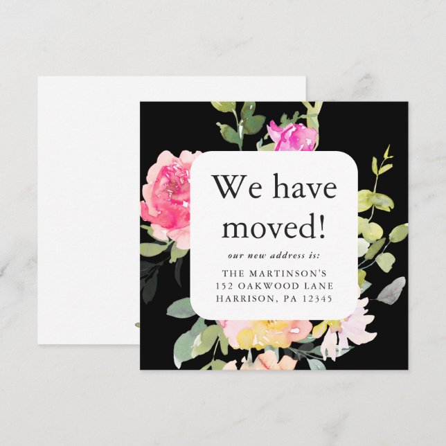 Belle Floral Moving Faire-part Nouvelle adresse (Devant / Derrière)