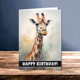 Belle Giraffe Portrait Carte Anniversaire