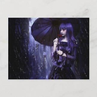 Belle Goth Girl in Rain Carte postale