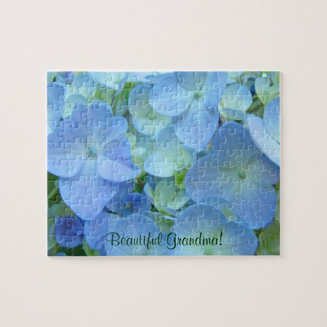 Belle grand-mère ! puzzles Fleurs d'hortensia bleu (Horizontal)