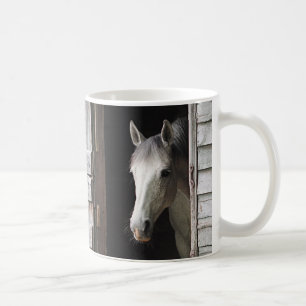 Belle Gray Mare Horse & Barn Coffee Mug